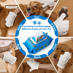 Moonsun 20 Pcs Pet Wipes for Dogs & Cats, Plant-Based Deodorizing Glove Wipes, Hypoallergenic & Alcohol-Free, No Rinse for Paws & Body