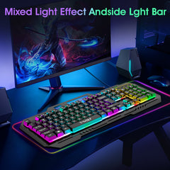 Muzpu Gaming Keyboard,Mechanical Keyboard,Wired Keyboard,IP57 Waterproof,Ultra Sensitive & Quiet Response,RGB Gaming Backlit Keyboard for PC/Mac Gamers,Black