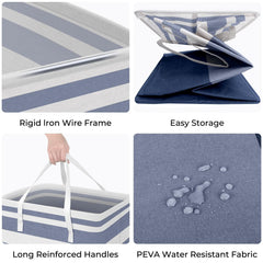 TIJITY 2 Pack Freestanding Laundry Basket, Waterproof & Large Laundry Hamper, Collapsible Clothes Hamper with Reinforced Handles for Family and Dorm, Bathroom, 75L