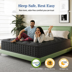 Tryagat 12” Twin Hybrid Mattress in a Box, Medium Firm Twin Size Mattresses, Cooling Gel Memory Foam Mattress with Individually Wrapped Pocket Coils, Pressure Relief