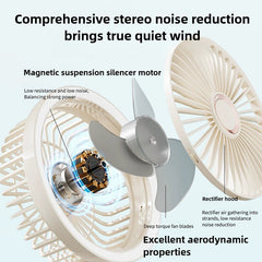 New 9000mAh 4-Speed Oscillating LED Desk Fan,Portable Stroller Fan/Foldable Hanging Clip Fans,Handheld Fans,Personal Rechargeable Small Fan for Home Travel Camping,11inch,Beige