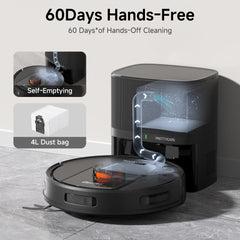 PrettyCare Robot Vacuum and Mop Combo Cleaner 9000pa,85 Days Self-Emptying & Recharging Station with 3D Home Mapping for Debris/Stain/Hair/Pet, L1 PRO