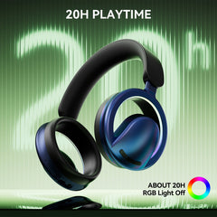 Wireless Bluetooth Open Ear Headphones,20H Playtime On Ear Bluetooth Headphones with Detachable Mic,Ultra-Comfort, Rich Bass,Breathable &Foldable Gaming Headset for Travel Home Office Game