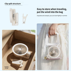 New 9000mAh 4-Speed Oscillating LED Desk Fan,Portable Stroller Fan/Foldable Hanging Clip Fans,Handheld Fans,Personal Rechargeable Small Fan for Home Travel Camping,11inch,Blue