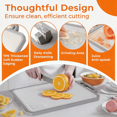 MoonSun 2 in 1 Stainless Steel Cutting Board for Kitchen, 16"x12" Double Sided, 304 Food-Grade for Meat + BPA-Free Wheat Straw for Veggies, Non-Slip Thick Board with Juice Groove, Large Size