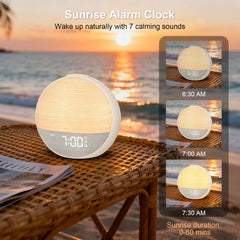 Sunrise Alarm Clock Wake up Sunlight with Sound Machine & Dimmable Night Light for Bedrooms Clock