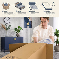 Tryagat 12” Queen Hybrid Mattress in a Box, Medium Firm Queen Size Mattresses, Cooling Gel Memory Foam Mattress with Individually Wrapped Pocket Coils, Pressure Relief