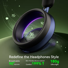 Wireless Bluetooth Open Ear Headphones,20H Playtime On Ear Bluetooth Headphones with Detachable Mic,Ultra-Comfort, Rich Bass,Breathable &Foldable Gaming Headset for Travel Home Office Game