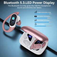 VEAT00L V6 Bluetooth Headphones Wireless Earbuds 88Hrs Playback Sport Ear Buds with Earhook Digital Display Charging Case IPX7 Waterproof Earbud Deep Bass Running Earphones for iOS Android Cellphone