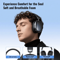 Wireless Bluetooth Headphones 5.1,40 Hrs Playtime Wireless Over-Ear Headphones,4 Mics ENC Noise Cancelling for Clear Calls, Lightweight Headset with Deep Bass Comfort fit for Travel Work