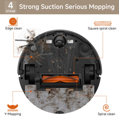 PrettyCare Robot Vacuum and Mop Combo Cleaner 9000pa,85 Days Self-Emptying & Recharging Station with 3D Home Mapping for Debris/Stain/Hair/Pet, L1 PRO