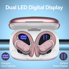 VEAT00L V6 Bluetooth Headphones Wireless Earbuds 88Hrs Playback Sport Ear Buds with Earhook Digital Display Charging Case IPX7 Waterproof Earbud Deep Bass Running Earphones for iOS Android Cellphone