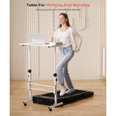 KLSMYHOKI Standing Desk, Adjustable Height 31.5" x 16" White Mobile Table with Wheels, Height Range 27"-43.5" for Home Office