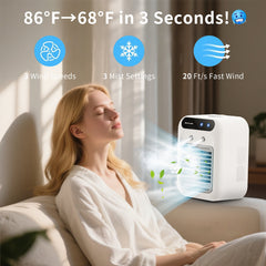 Portable Cooling Fan,USB-C Rechargeable | 25dB Quiet, 3 Speeds & Mist Modes for Home Office Desk, Bedroom, Camping