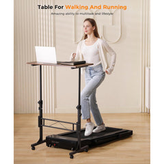 KLSMYHOKI Standing Desk, Adjustable Height 31.5" x 16" Rustic Mobile Table with Wheels, Height Range 27"-43.5" for Home Office