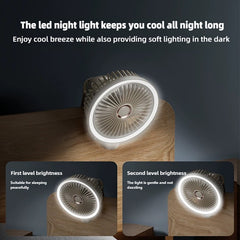 New 9000mAh 4-Speed Oscillating LED Desk Fan,Portable Stroller Fan/Foldable Hanging Clip Fans,Handheld Fans,Personal Rechargeable Small Fan for Home Travel Camping,11inch,Beige