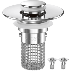 Bathroom Sink Drain Strainer (2PCS), Pop-up Sink Drain Strainer with Removable Stainless Steel Strainer Basket Hair Catcher, Bathroom Sink Strainer for Bathroom Sink Stopper Replacement.