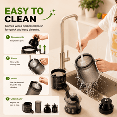 Hicloud 200W Juicer, Cold Press Juicer with 4.4" Large Feed Chute, Electronic 5-Speed Masticating Juicer Machines for Whole Vegetables & Fruits, High-yield Juice Maker, Easy Clean