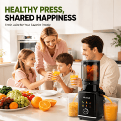 Hicloud 200W Juicer, Cold Press Juicer with 4.4" Large Feed Chute, Electronic 5-Speed Masticating Juicer Machines for Whole Vegetables & Fruits, High-yield Juice Maker, Easy Clean