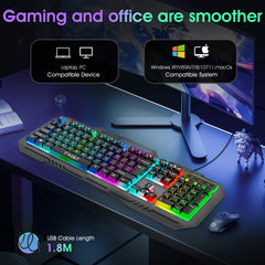 Muzpu Gaming Keyboard,Mechanical Keyboard,Wired Keyboard,IP57 Waterproof,Ultra Sensitive & Quiet Response,RGB Gaming Backlit Keyboard for PC/Mac Gamers,Black
