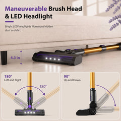 Prettycare Cordless Vacuum Cleaner, 48KPA 530W, 8*2600mAh 55mins Runtime 9 in 1 Stick Vacuum for Home Pet Hair Carpet Wood Floor