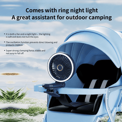 New 9000mAh 4-Speed Oscillating LED Desk Fan,Portable Stroller Fan/Foldable Hanging Clip Fans,Handheld Fans,Personal Rechargeable Small Fan for Home Travel Camping,11inch,Blue
