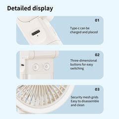 New 9000mAh 4-Speed Oscillating LED Desk Fan,Portable Stroller Fan/Foldable Hanging Clip Fans,Handheld Fans,Personal Rechargeable Small Fan for Home Travel Camping,11inch,Blue