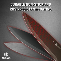 NULAS Knife Set, 14Piece Knife Sets for Kitchen with Block, Dishwasher Safe, Built in Sharpener Block, Black