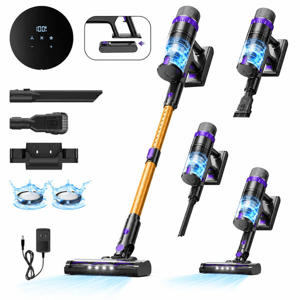 Prettycare Cordless Vacuum Cleaner, 48KPA 530W, 8*2600mAh 55mins Runtime 9 in 1 Stick Vacuum for Home Pet Hair Carpet Wood Floor