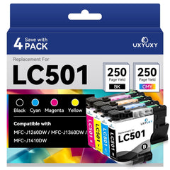LC501 Ink Cartridge Compatible for Brother LC501 LC-501 for MFC-J1260DW MFC-J1360DW MFC-J1410DW Printer (4-Pack)