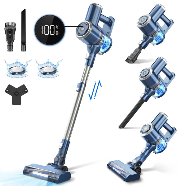 PrettyCare Cordless Stick Vacuum Cleaner, 2600mAh 6-in-1 Lightweight Upright for Carpet Hard Floor Pet Hair W200 Upgraded