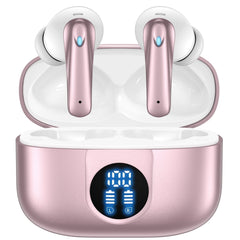 VEAT00L P91 Wireless Earbuds, Bluetooth Headphones V5.4 Stereo Ear buds with Noise Cancelling Mics, 60H Playback Mini Case with Dual LED Display, IP7 Waterproof in-Ear Earphones for Android iOS