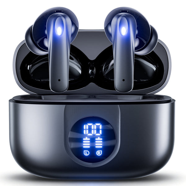 VEAT00L P91 Wireless Earbuds, Bluetooth Headphones V5.4 Stereo Ear buds with Noise Cancelling Mics, 60H Playback Mini Case with Dual LED Display, IP7 Waterproof in-Ear Earphones for Android iOS