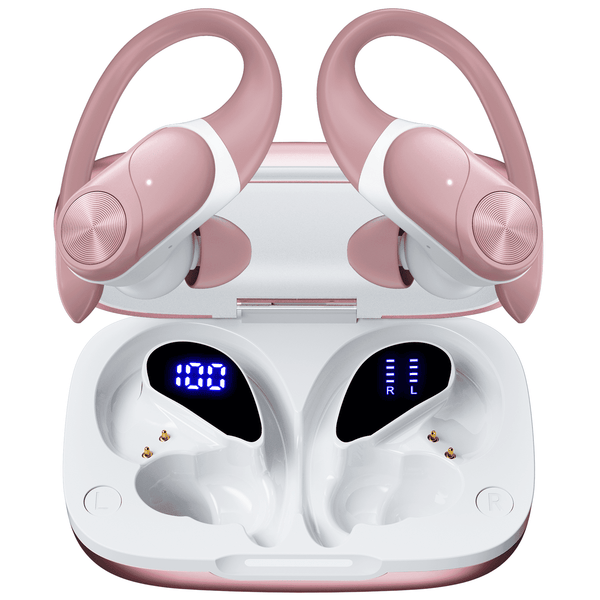 VEAT00L V6 Bluetooth Headphones Wireless Earbuds 88Hrs Playback Sport Ear Buds with Earhook Digital Display Charging Case IPX7 Waterproof Earbud Deep Bass Running Earphones for iOS Android Cellphone