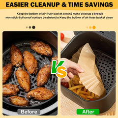 TIJITY Air Fryer Paper Liners 200 Count, 8 inch Heavy-Duty Parchment Paper Liners, Non-Stick Grease-Proof Baking Liners for 5-8 Qt Air Fryer Basket, Oven & Baking Pan