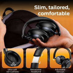 Active Noise Cancelling Headphones,60H Playtime Bluetooth 6.0 Wireless Headphones with Hi-Res Audio, Over Ear Headphones with Microphone, Deep Bass,Comfort Fit,Foldable Headset for Travel Office Game
