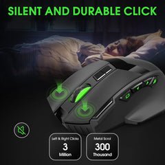 Wireless Gaming Mouse, 16000 DPI Adjustable, Bluetooth 5.2 & 2.4GHz Dual Mode, Lightweight, 10 Buttons, RGB Lighting, for PC Gaming & Office, Muzpu (Black)