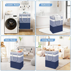 TIJITY 2 Pack Freestanding Laundry Basket, Waterproof & Large Laundry Hamper, Collapsible Clothes Hamper with Reinforced Handles for Family and Dorm, Bathroom, 75L