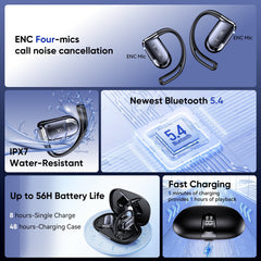 AI Translation Earbuds Real Time, 164 Language Translator Earbuds 4-in-1 Translation Headphones, Audifonos Traductores Inglés Español Open Ear Headphones with Audio and Video Calls, For Business