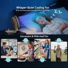 New 9000mAh 4-Speed Oscillating LED Desk Fan,Portable Stroller Fan/Foldable Hanging Clip Fans,Handheld Fans,Personal Rechargeable Small Fan for Home Travel Camping,11inch,Beige