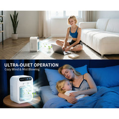Portable Cooling Fan,USB-C Rechargeable | 25dB Quiet, 3 Speeds & Mist Modes for Home Office Desk, Bedroom, Camping
