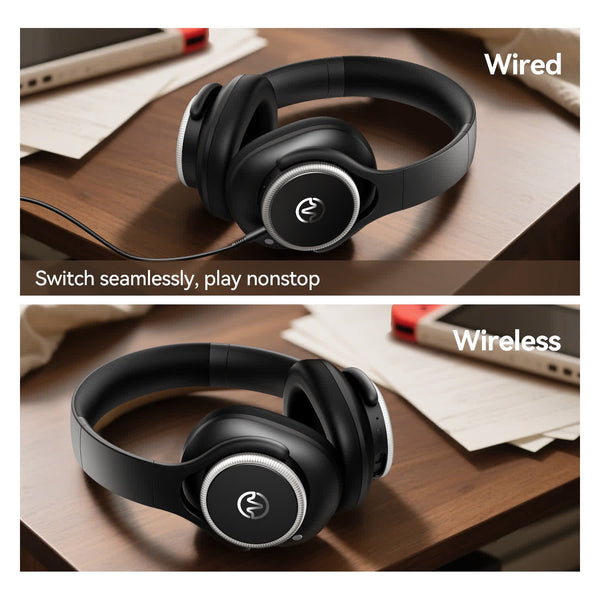 Active Noise Cancelling Headphones,60H Playtime Bluetooth 6.0 Wireless Headphones with Hi-Res Audio, Over Ear Headphones with Microphone, Deep Bass,Comfort Fit,Foldable Headset for Travel Office Game