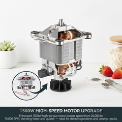 Stainless Steel Blender with Tamper, 59oz Countertop Food Processor, 1500W High Speed Adjustable P1-P9, Professional Heating Blender, Auto Clean