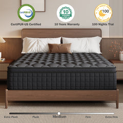 gunugu 10 inch King Hybrid Mattress in a Box, Cooling Gel Memory Foam Mattress with Individually Wrapped Pocket Coils, Medium Firm