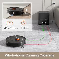 PrettyCare Robot Vacuum and Mop Combo Cleaner 9000pa,85 Days Self-Emptying & Recharging Station with 3D Home Mapping for Debris/Stain/Hair/Pet, L1 PRO