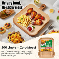TIJITY Air Fryer Paper Liners 200 Count, 8 inch Heavy-Duty Parchment Paper Liners, Non-Stick Grease-Proof Baking Liners for 5-8 Qt Air Fryer Basket, Oven & Baking Pan