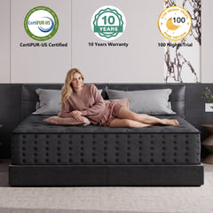 Tryagat 12” Full Hybrid Mattress in a Box, Medium Firm Full Size Mattresses, Cooling Gel Memory Foam Mattress with Individually Wrapped Pocket Coils, Pressure Relief