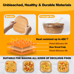 TIJITY Air Fryer Paper Liners 200 Count, 8 inch Heavy-Duty Parchment Paper Liners, Non-Stick Grease-Proof Baking Liners for 5-8 Qt Air Fryer Basket, Oven & Baking Pan
