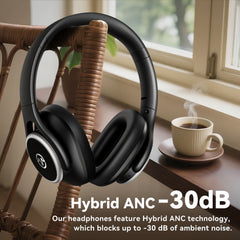 Active Noise Cancelling Headphones,60H Playtime Bluetooth 6.0 Wireless Headphones with Hi-Res Audio, Over Ear Headphones with Microphone, Deep Bass,Comfort Fit,Foldable Headset for Travel Office Game