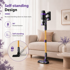 Prettycare Cordless Vacuum Cleaner, 48KPA 530W, 8*2600mAh 55mins Runtime 9 in 1 Stick Vacuum for Home Pet Hair Carpet Wood Floor